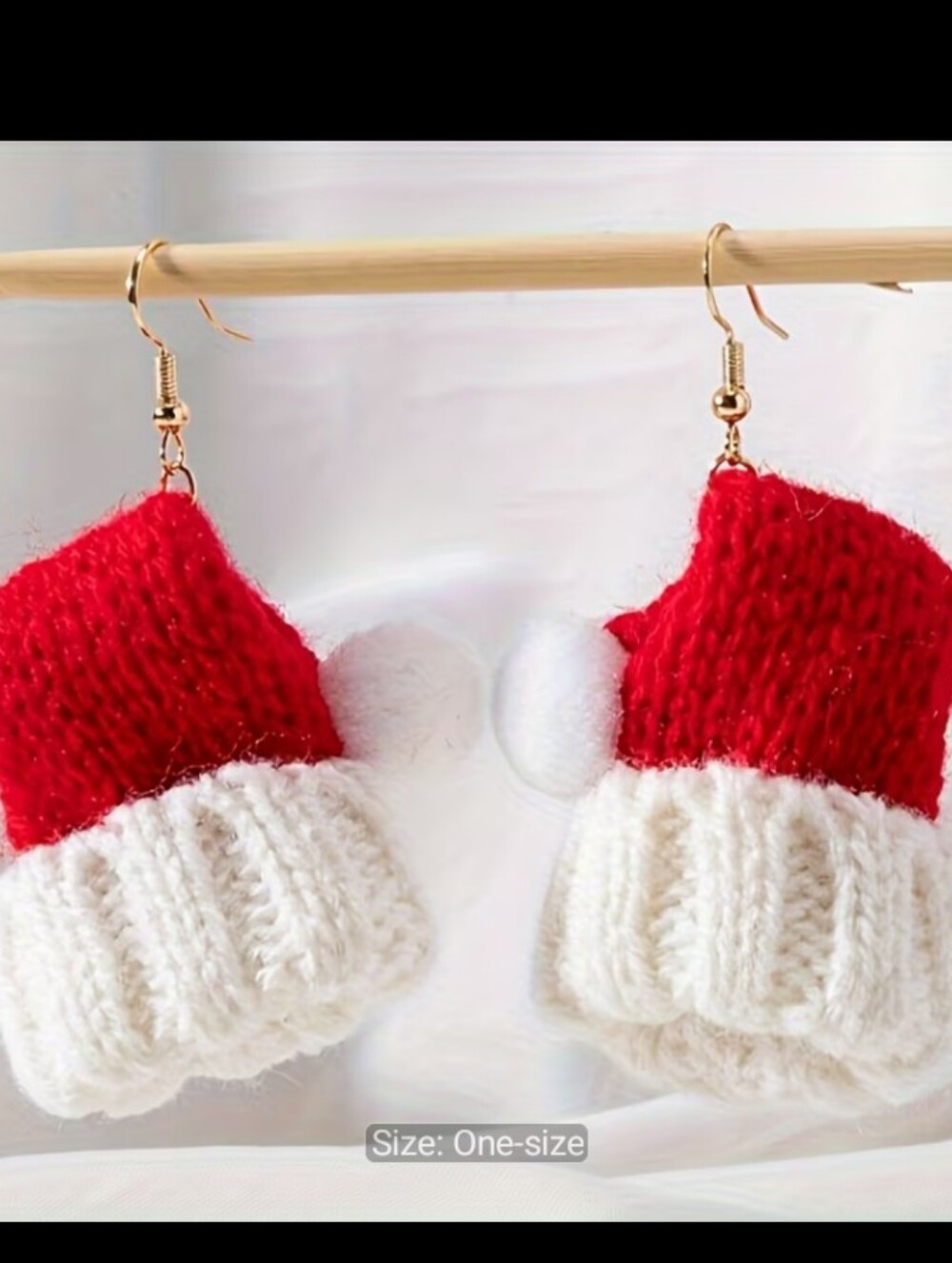 Red & White Knit Santa Hat Earrings -